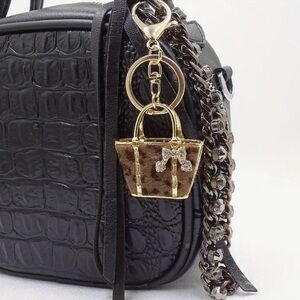 NEW:  Animal Print & Gold coloured Tote Bag charm Keychain